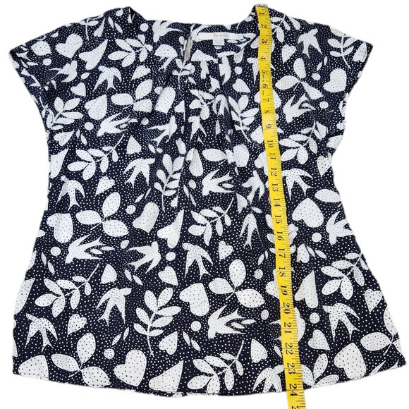 Boden Ravello Top Navy & White Silk Blend Flowy Lightweight Blouse Size 4 - Picture 3 of 5